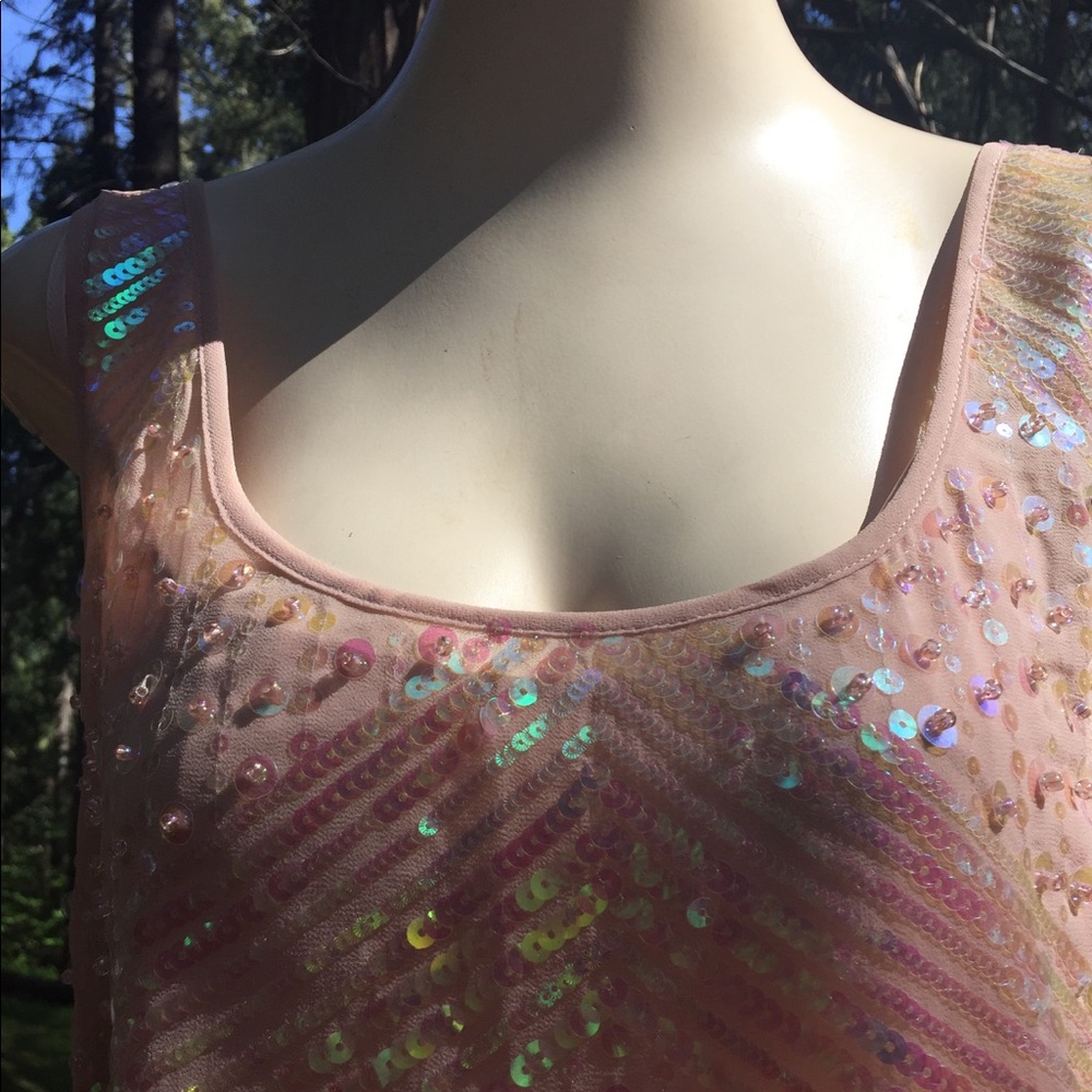 Bebe peach retro sequins min dress in pales pastel peach - Picture 2 of 7
